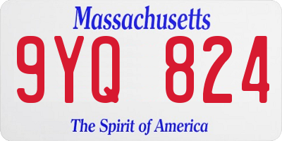 MA license plate 9YQ824