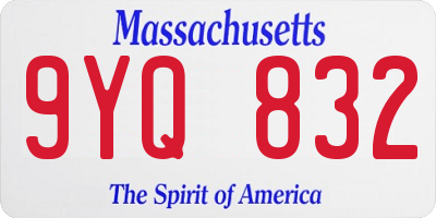MA license plate 9YQ832