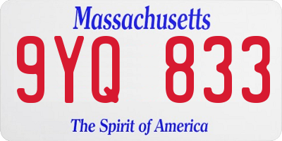 MA license plate 9YQ833