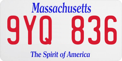 MA license plate 9YQ836