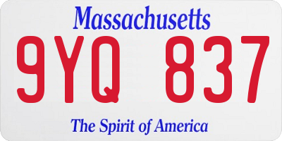 MA license plate 9YQ837