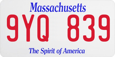 MA license plate 9YQ839