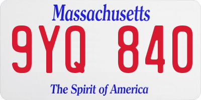 MA license plate 9YQ840