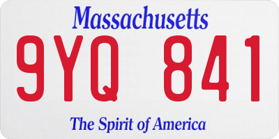 MA license plate 9YQ841