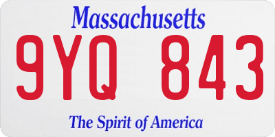 MA license plate 9YQ843