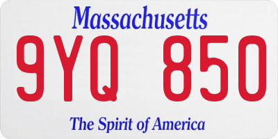 MA license plate 9YQ850