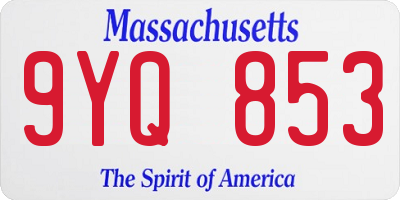 MA license plate 9YQ853