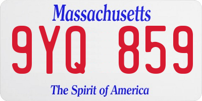 MA license plate 9YQ859