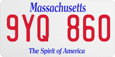 MA license plate 9YQ860