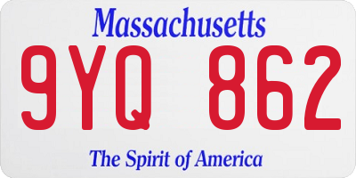 MA license plate 9YQ862