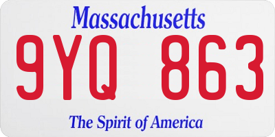 MA license plate 9YQ863