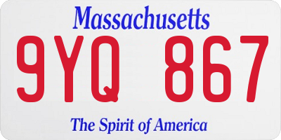 MA license plate 9YQ867