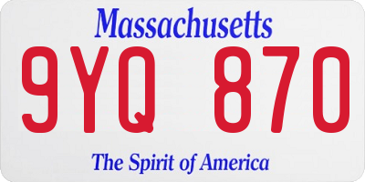 MA license plate 9YQ870