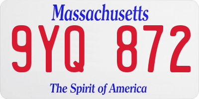 MA license plate 9YQ872