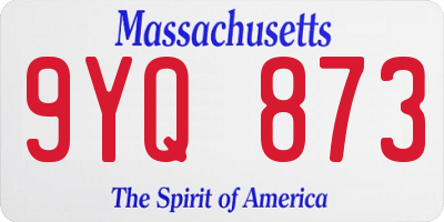MA license plate 9YQ873