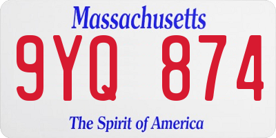MA license plate 9YQ874