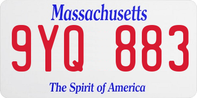 MA license plate 9YQ883