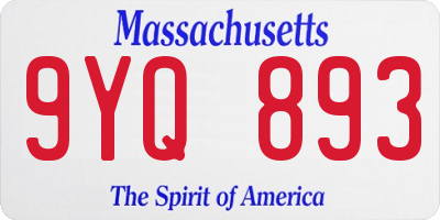 MA license plate 9YQ893