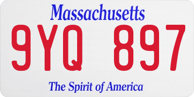 MA license plate 9YQ897