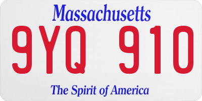 MA license plate 9YQ910