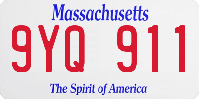 MA license plate 9YQ911