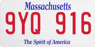 MA license plate 9YQ916