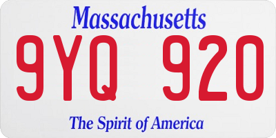 MA license plate 9YQ920