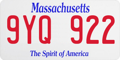 MA license plate 9YQ922