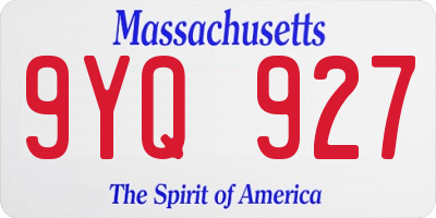 MA license plate 9YQ927