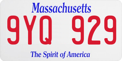 MA license plate 9YQ929