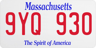 MA license plate 9YQ930