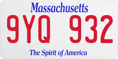 MA license plate 9YQ932