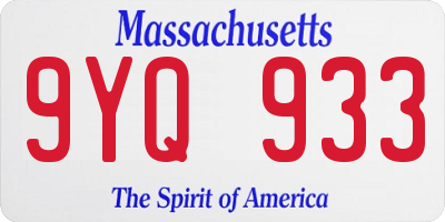 MA license plate 9YQ933
