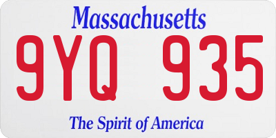 MA license plate 9YQ935