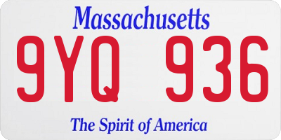 MA license plate 9YQ936