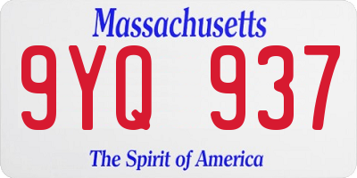 MA license plate 9YQ937
