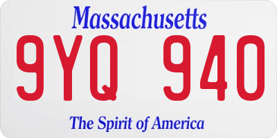 MA license plate 9YQ940