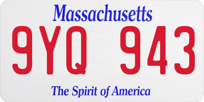 MA license plate 9YQ943