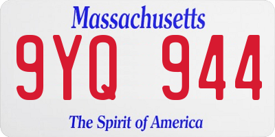 MA license plate 9YQ944