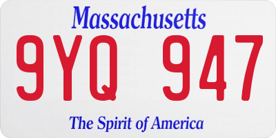 MA license plate 9YQ947