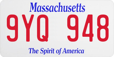 MA license plate 9YQ948