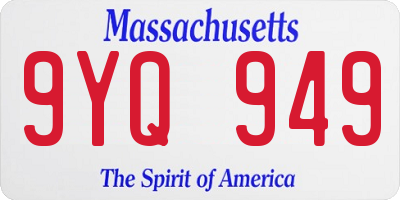 MA license plate 9YQ949
