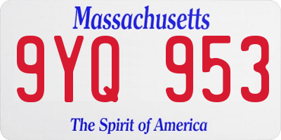 MA license plate 9YQ953