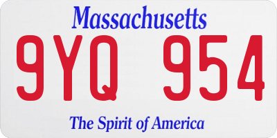 MA license plate 9YQ954