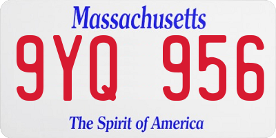 MA license plate 9YQ956