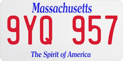 MA license plate 9YQ957