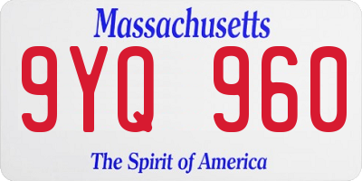 MA license plate 9YQ960