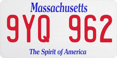 MA license plate 9YQ962
