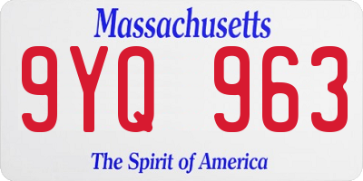 MA license plate 9YQ963