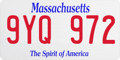 MA license plate 9YQ972